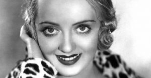 Black and White Photo of Bette Davis with Eyes Staring into Viewer
