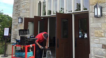 Church door installation