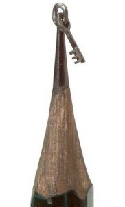 pencilArt Lock art carved from wooden pencil graphite